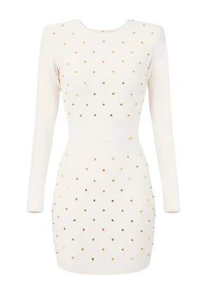 Elisabetta Franchi diamond-pattern button mini dress - White