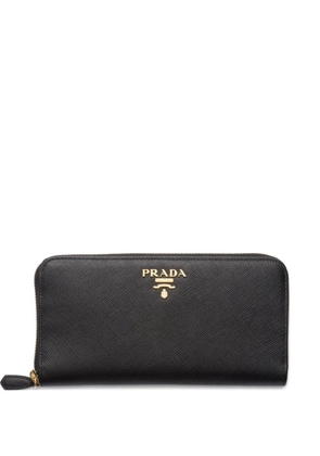 Prada large saffiano leather zip wallet - Black