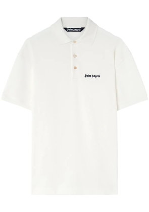 Palm Angels logo-print cotton polo shirt - White