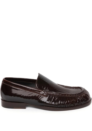 DRIES VAN NOTEN patent-finish leather loafers - Brown