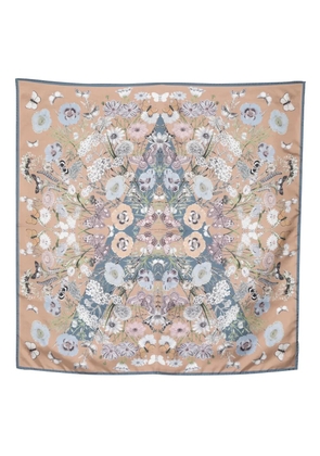 Aspinal Of London Botanical silk scarf - Neutrals