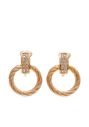 Christian Dior Pre-Owned rhinestone-embellished hoop earrings - Gold