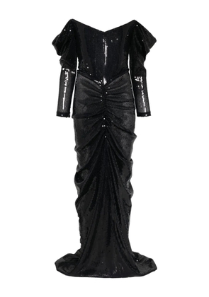 Alex Perry off-shoulder draped midi dress - Blue