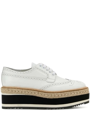 Prada 60mm leather platform espadrilles - White