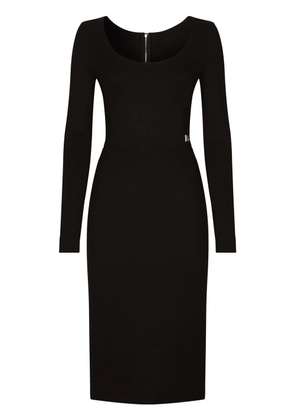 Dolce & Gabbana DG-logo Milano-rib midi dress - Black