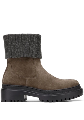 Brunello Cucinelli Monili-Trim block-heel ankle boots - Brown