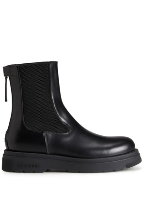Woolrich logo-embossed leather chelsea boots - Black