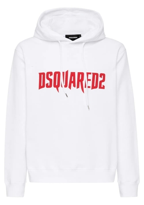DSQUARED2 logo-print cotton hoodie - White