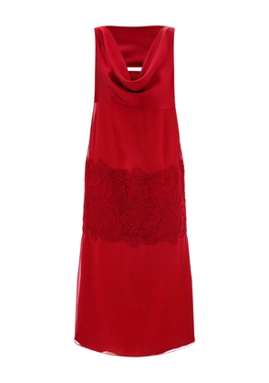 Ferragamo cowl-neck lace-insert midi dress - Red