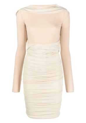 MM6 Maison Margiela long-sleeve ruched dress - Neutrals