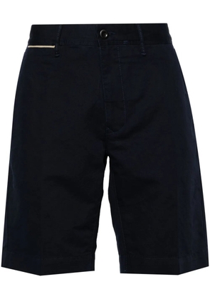 Incotex logo-embroidered linen-blend chino shorts - Blue