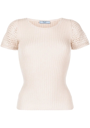 Prada Pre-Owned crochet-detailed knit top - Neutrals