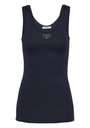Prada enamel-triangle cotton top - Blue