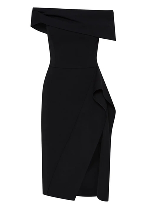 Oscar de la Renta Ribbon-Detailed off-shoulder cocktail dress - Black