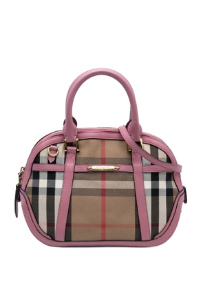 Burberry Pre-Owned 2000-2017 Small Leather Trimmed House Check Canvas Bridle Orchard satchel - Brown
