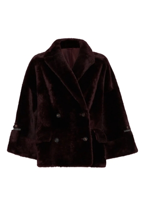 Brunello Cucinelli lamb-fur double-breasted jacket - Red