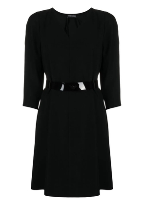 Emporio Armani round-neck long-sleeve dress - Black