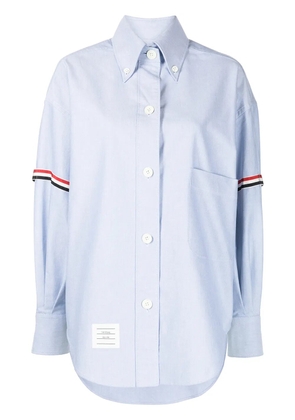 Thom Browne ribbon-trim oversized shirt - Blue