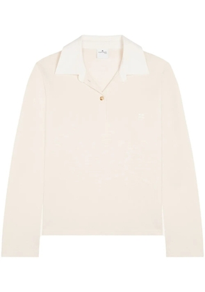 Courrèges contrasting cotton blend polo shirt - White