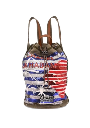 CHANEL Pre-Owned 2017 sequin-embellishment backpack - Green