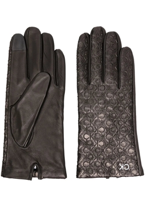 Calvin Klein Re-Lock logo-embossed leather gloves - Black