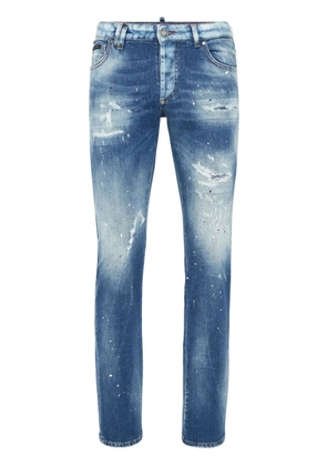 Philipp Plein smiley face-appliqué jeans - Blue