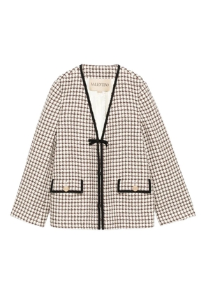 Valentino Garavani tweed houndstooth-pattern jacket - Neutrals