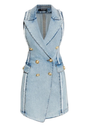 Balmain tailored denim vest dress - Blue