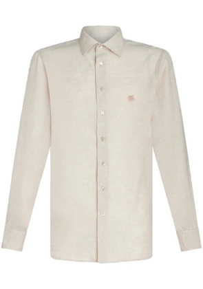 ETRO Pegaso-embroidered mélange-effect shirt - Neutrals