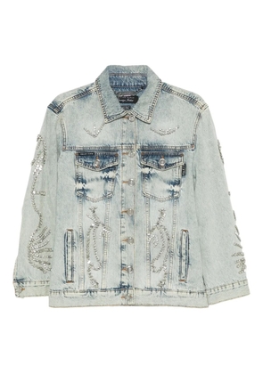Philipp Plein crystal-embellished denim jacket - Blue