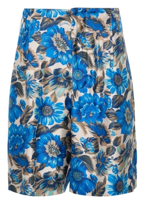 Moschino floral-print silk shorts - Blue