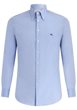 ETRO embroidered-logo button-up shirt - Blue