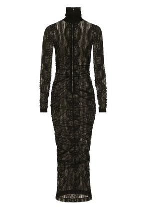 Dolce & Gabbana semi-sheer lace roll-neck dress - Black