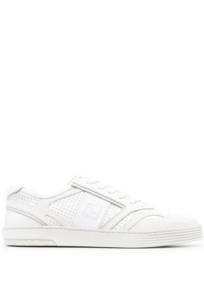 FENDI FF-embroidered lace-up sneakers - White