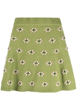 Kenzo floral-motif wool skirt - Green