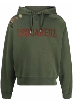 DSQUARED2 logo-print cotton hoodie - Green