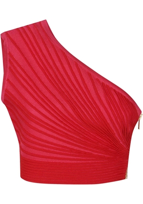 Balmain one-shoulder ruched top - Red