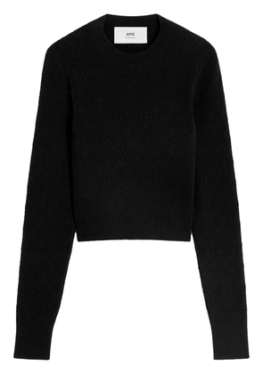 AMI Paris Ami de Coeur cotton-blend top - Black