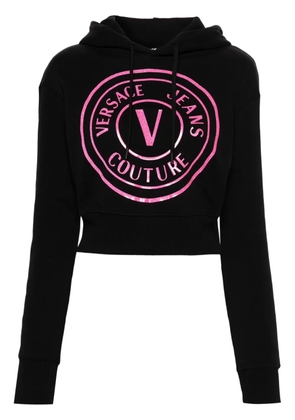Versace Jeans Couture logo-print cropped hoodie - Black