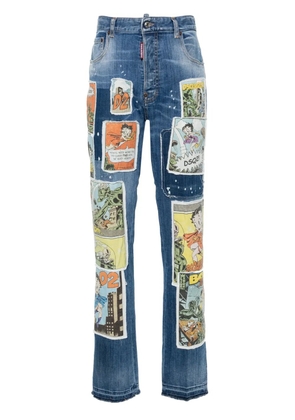 DSQUARED2 patch-detail straight-leg jeans - Blue
