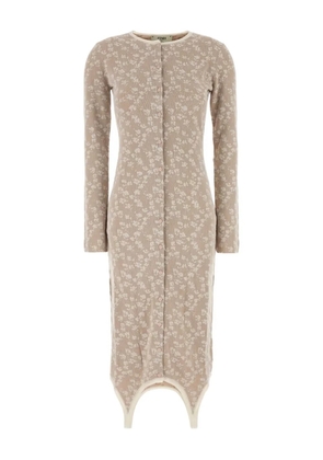 FENDI floral-print midi dress - Neutrals