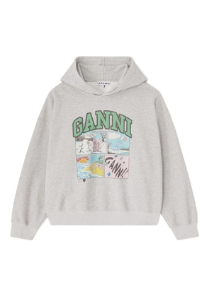 GANNI graphic-print hoodie - Grey