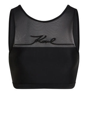 Karl Lagerfeld logo-embroidered bikini top - Black