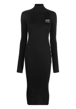 Versace Jeans Couture logo patch ribbed midi dress - Black