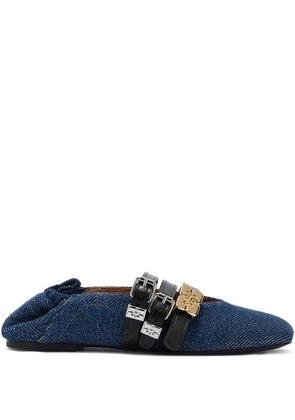 GANNI buckle-strap ballet flats - Blue