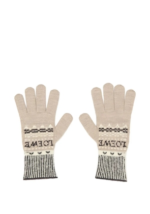 LOEWE logo-embroidered patterned gloves - Neutrals