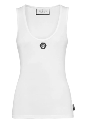 Philipp Plein logo-appliquéd cotton tank top - White
