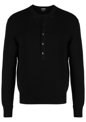 TOM FORD fine-knit silk Henley top - Black