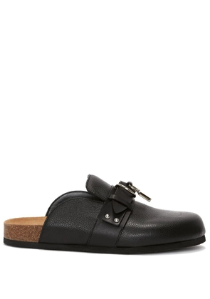 JW Anderson padlock leather mules - Black