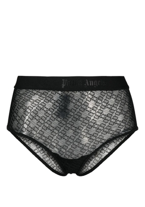 Palm Angels logo-waistband lace briefs - Black